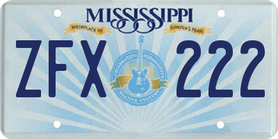 MS license plate ZFX222
