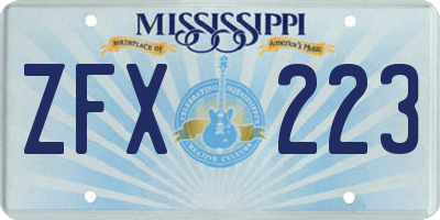 MS license plate ZFX223