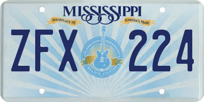 MS license plate ZFX224