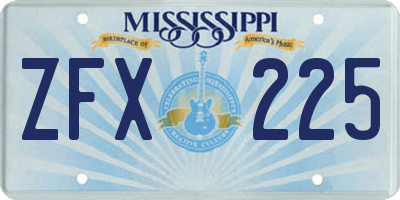 MS license plate ZFX225