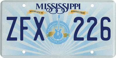 MS license plate ZFX226