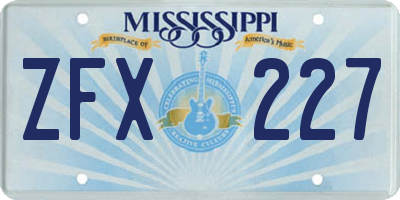 MS license plate ZFX227