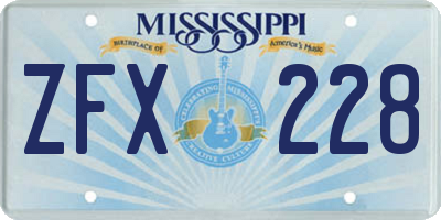 MS license plate ZFX228