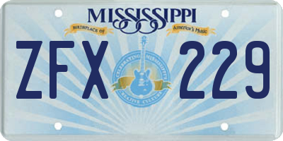 MS license plate ZFX229