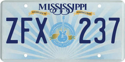 MS license plate ZFX237