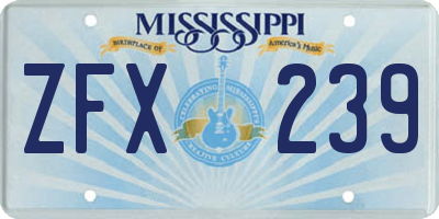 MS license plate ZFX239
