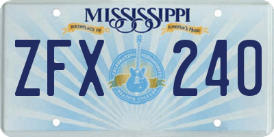 MS license plate ZFX240