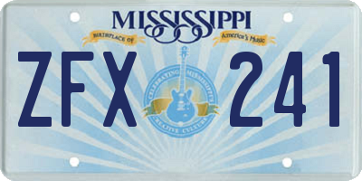 MS license plate ZFX241