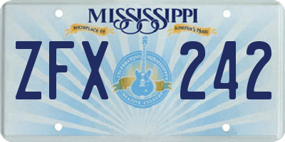 MS license plate ZFX242