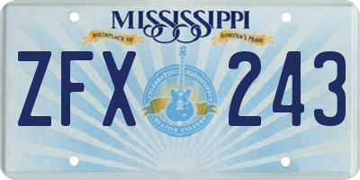 MS license plate ZFX243
