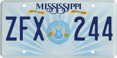 MS license plate ZFX244