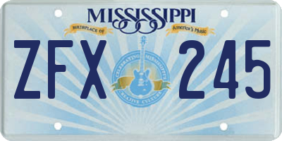 MS license plate ZFX245