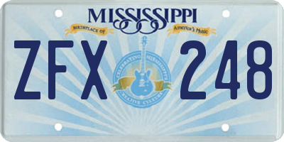 MS license plate ZFX248