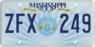 MS license plate ZFX249