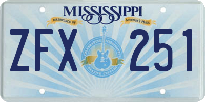 MS license plate ZFX251