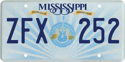 MS license plate ZFX252