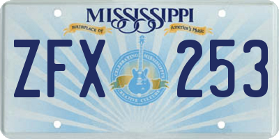 MS license plate ZFX253