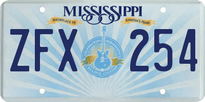 MS license plate ZFX254