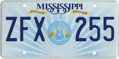MS license plate ZFX255