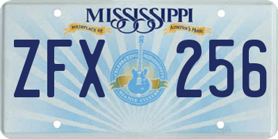 MS license plate ZFX256