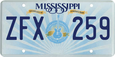 MS license plate ZFX259