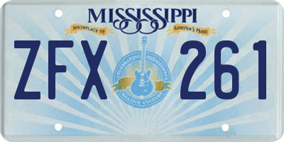 MS license plate ZFX261