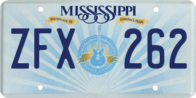 MS license plate ZFX262