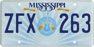 MS license plate ZFX263