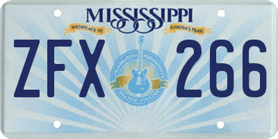 MS license plate ZFX266