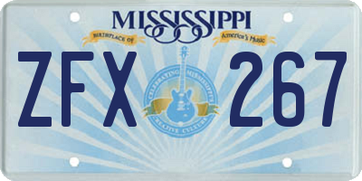 MS license plate ZFX267