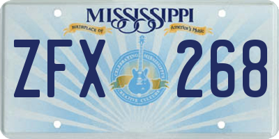 MS license plate ZFX268