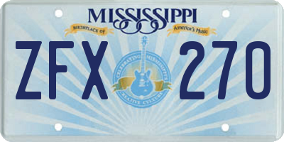 MS license plate ZFX270