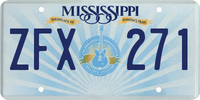 MS license plate ZFX271