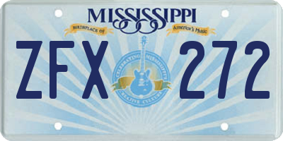 MS license plate ZFX272