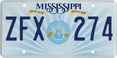 MS license plate ZFX274