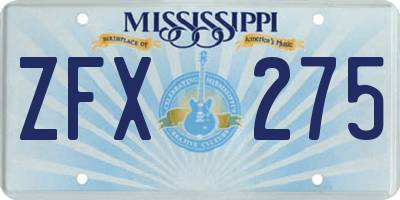 MS license plate ZFX275