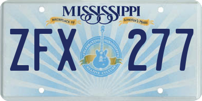 MS license plate ZFX277