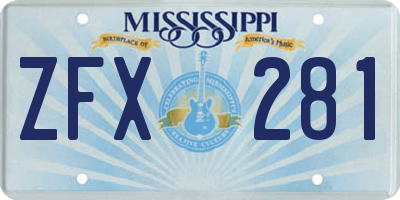 MS license plate ZFX281