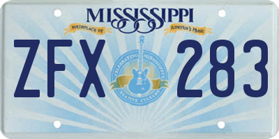 MS license plate ZFX283