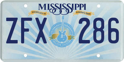 MS license plate ZFX286