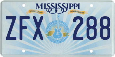 MS license plate ZFX288