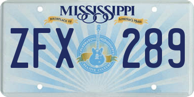 MS license plate ZFX289
