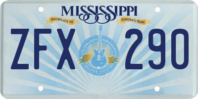MS license plate ZFX290