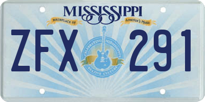 MS license plate ZFX291
