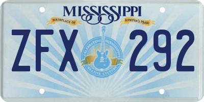 MS license plate ZFX292