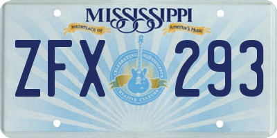 MS license plate ZFX293