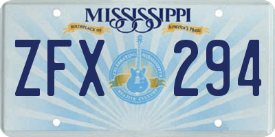 MS license plate ZFX294