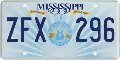 MS license plate ZFX296