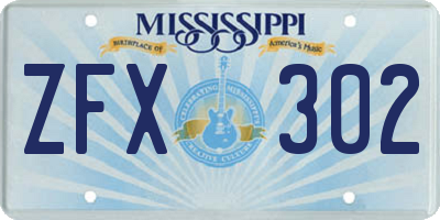 MS license plate ZFX302