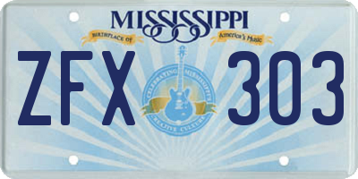 MS license plate ZFX303